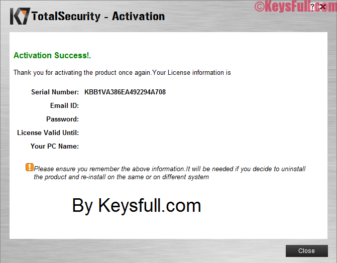 K7 Total Security 10 11 Serial Key